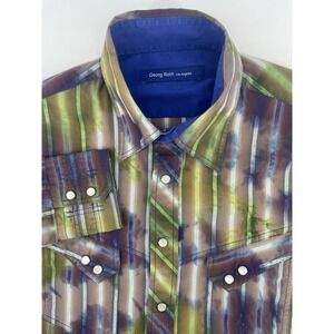Georg Roth Western Pearl Snap Shirt Men Medium Multicolor Tie Dye Striped Boho